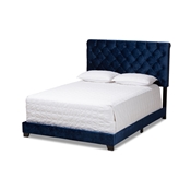 Baxton Studio Candace Luxe and Glamour Navy Velvet Upholstered Queen Size Bed